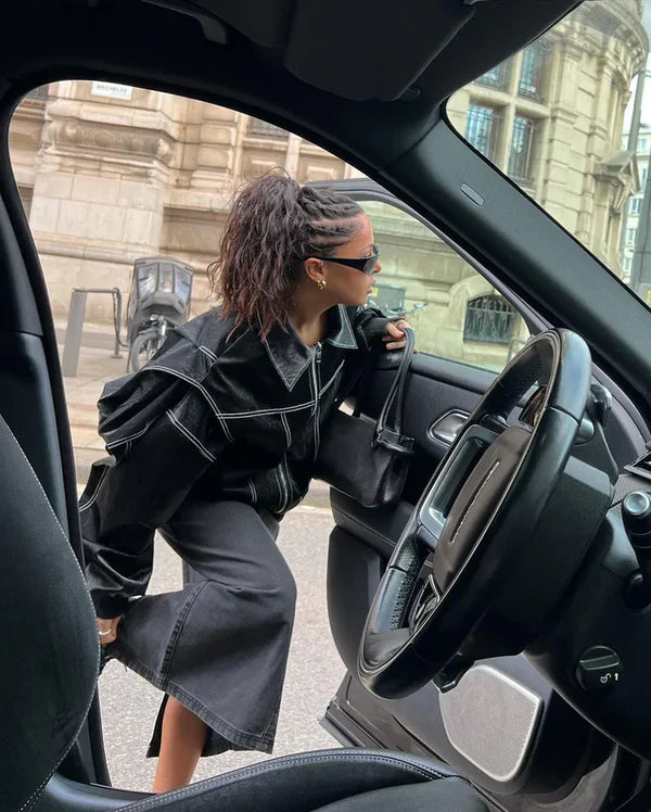 Elyora - Manteau Jade Cuir